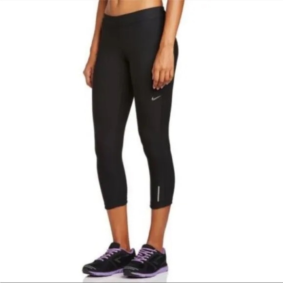 Nike Pants - Nike Women's Black Stay Warm Relay Running Capri / Tights